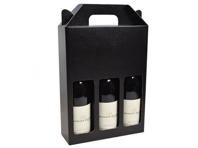 3 Bottle Wine Carry Cardboard Box BLACK Gloss with display window (Copy)